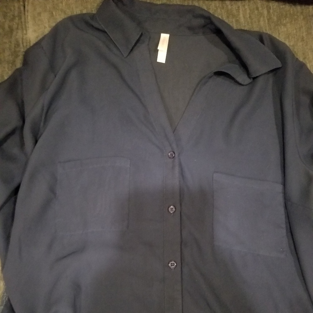 Plus size sheer button down blouse